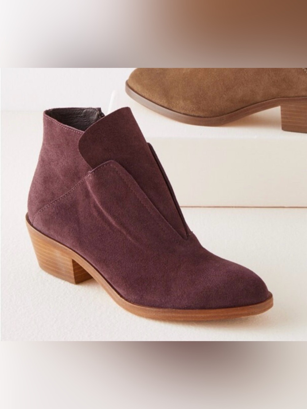 Garnet Hill purple suede leather ankle boots made in Italy 9